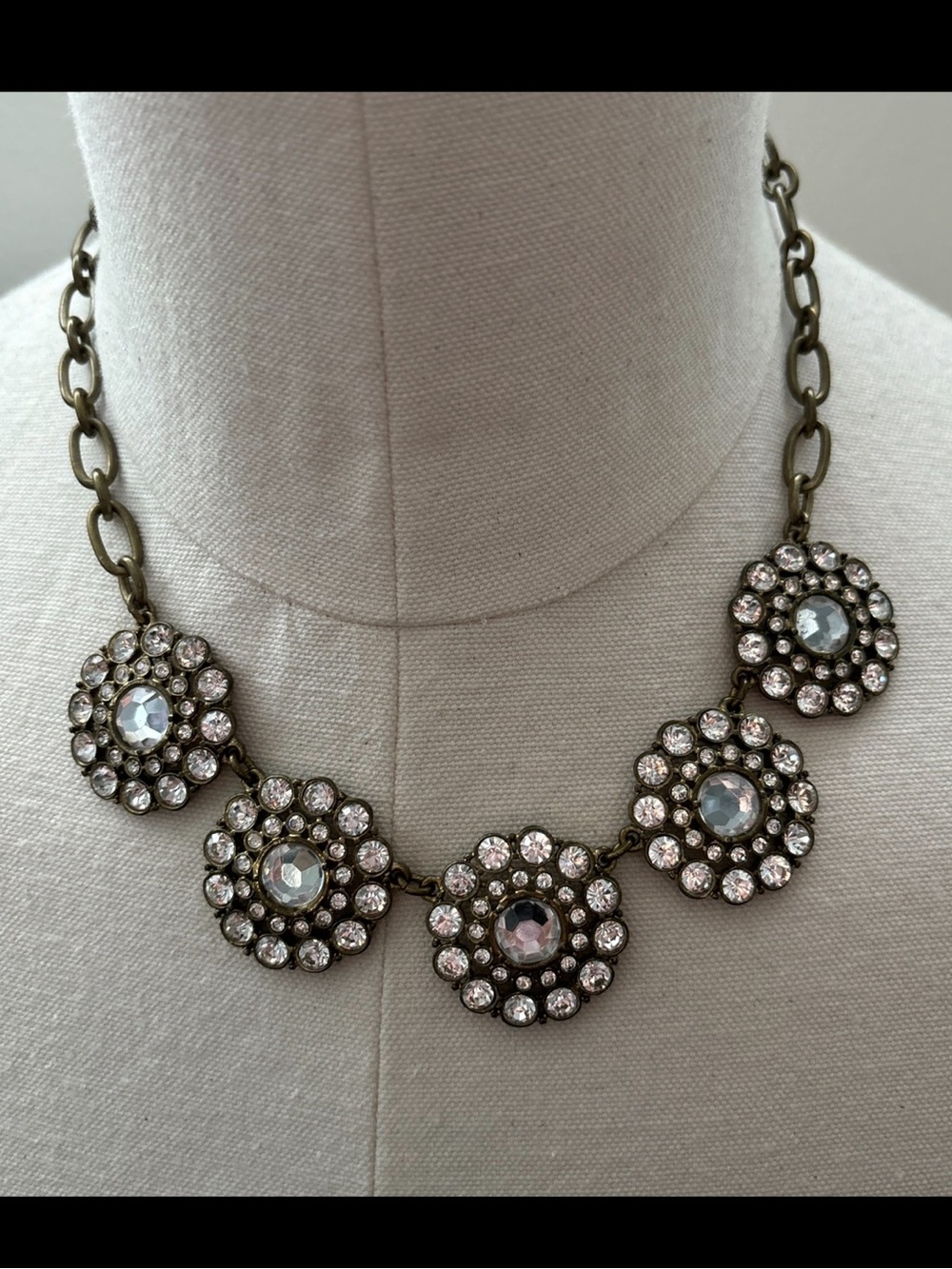 J. Crew Crystal Flower Statement Necklace